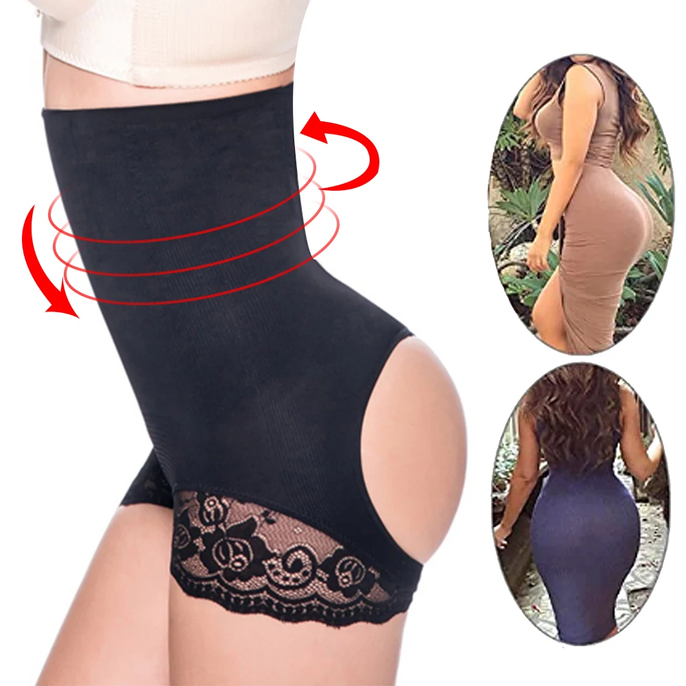 

Women's Shapewear Hi-Waist Brief Firm Control Panties Waist Cincher Butt Lifter Tummy Slimmer Lace Sexy Thong Panty