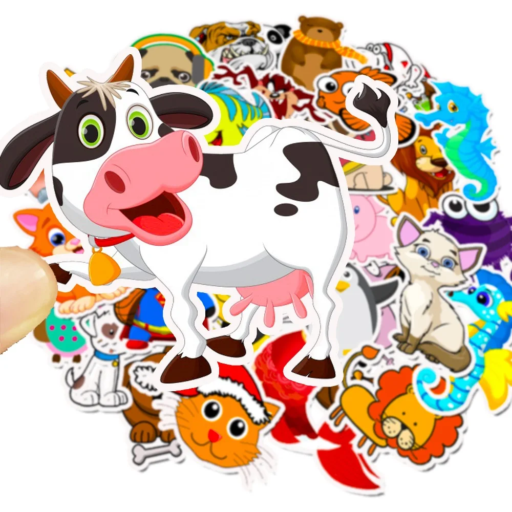 Cartoon Animals Stickers - Set of 10/30/50 for Laptop, Guitar, Luggage, Fridge, Phone, Bike - Waterproof Graffiti Sticker Decals for Kids and Classic Toys. Description Image.This Product Can Be Found With The Tag Names Animals graffiti sticker, Cartoon stickers animals, Stickers kids animals, Waterproof stickers animal super