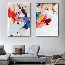 

Abstract Warm Color Canvas Painting Red Blue Posters High Quality Prints Wall Art Pictures for Living Room Fashion Nordic Decor