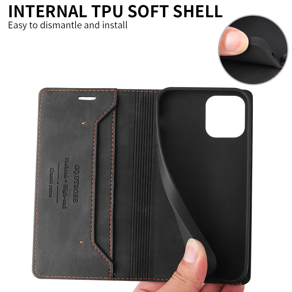 Luxury RFID Blocking Protect Leather Flip Case For iPhone 13 12 11 Pro XS Max XR X 8 7 6 Plus SE2022 Wallet Phone Cover Case 13 case