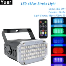 48leds rgb 3in1 led strobe luz controle de som remoto lavagem feixe 2in1 luzes do palco festa dj barra discoteca stroboscope lâmpada par luz