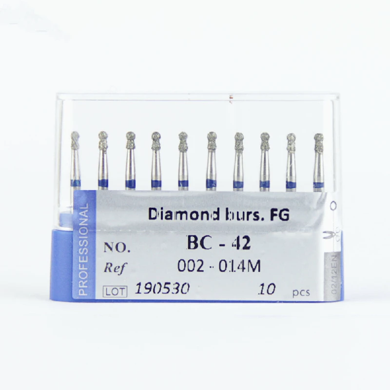 

Dental Diamond Burs for drill 002-014M Blue Rings Medium Grit Round with Collar Shape Dentistry Grinding Tools Bc-42 10pcs/box