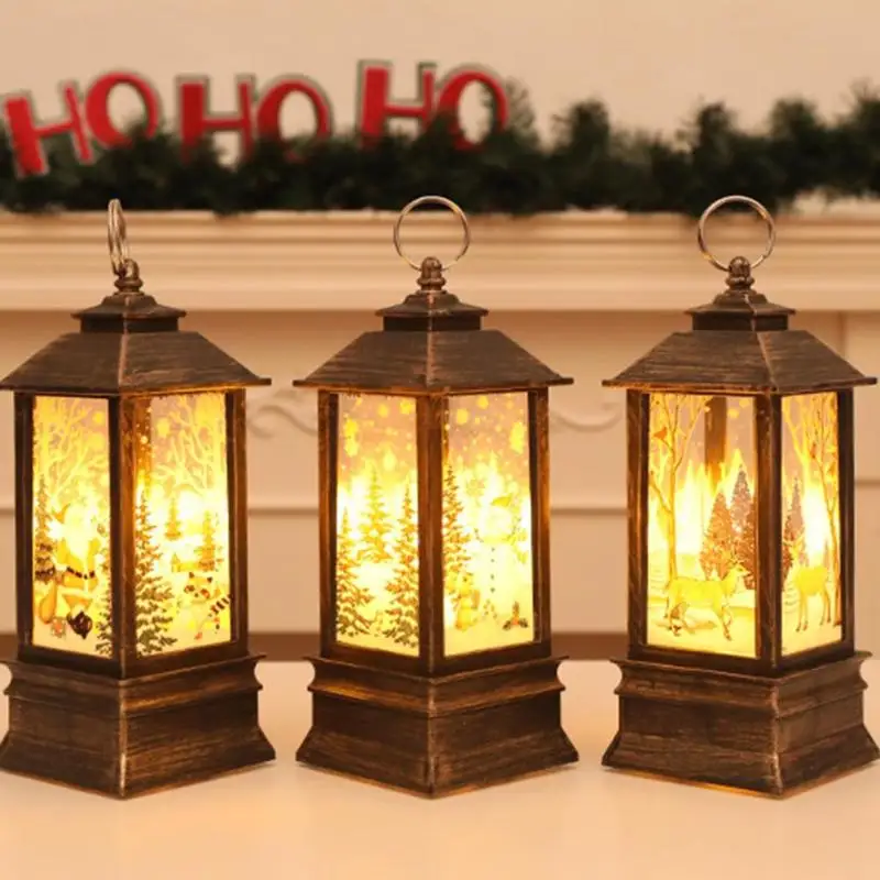 Рождественский светодиодный светильник в виде фонаря, пламенная свеча, светящиеся украшения для домашней вечеринки, светящиеся Свадебные
