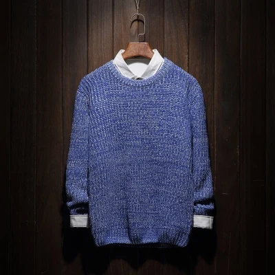 Свитер мужской модный винтажный стиль мужские свитера и пуловеры Повседневный осенний свитер Knitted пуловер вязаный - Цвет: Синий
