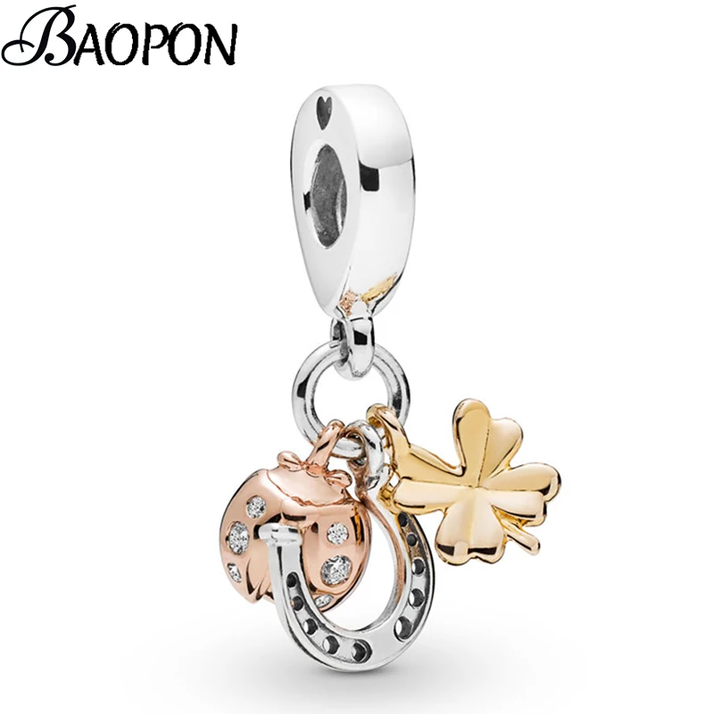 

2Pcs/Lot Horseshoe & Ladybug Charms Pendant Fits Original Pandora Bracelets Necklaces for Women Jewelry Making Accessories