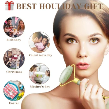 

Jade Roller Gua ShaSet-Jade Roller Face Facial Roller Massager Body's Eyes Are Swollen, Aging Releases Pressure 100% Natural Jad