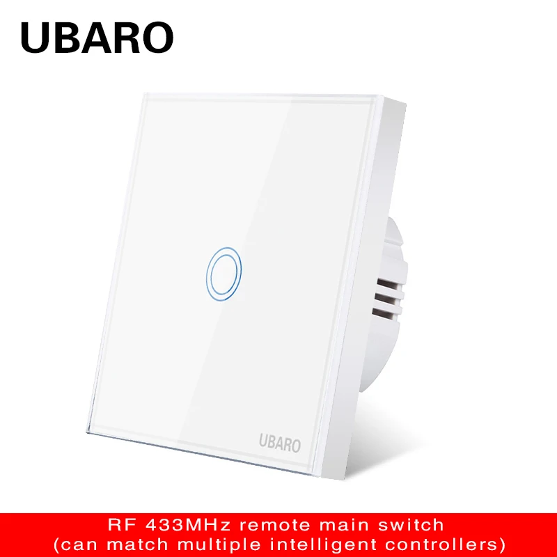 

UBARO EU Ac220v Standard 1/2/3 Gang Wireless Remote Control Light Touch Switches Smart Home RF433 Control Wall Switch