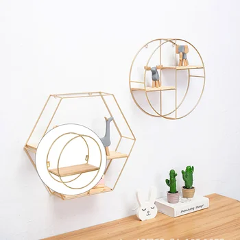 

Nordic Style Iron Art Round Shape Wall Shelf Geometric Figure Floating Shelves