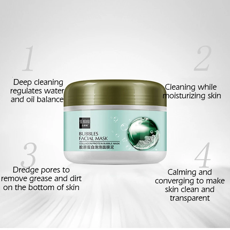 SENANA Collagen Bubble Mud Mask Whitening Moisturizing Remove Blackhead Acne Face Mask Deep Cleansing Oil Control 5