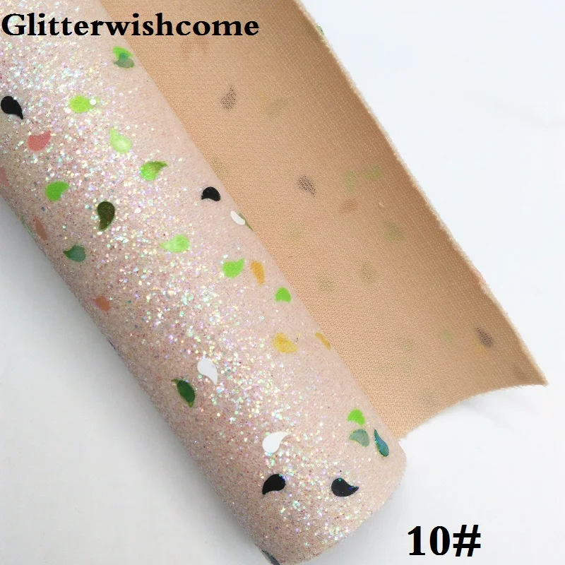 10 Glitterwishcome 30X134 см мини-рулон, блестящая ткань, винил для бантов Fluo блестящая кожаная ткань винил для бантов, GM220 - Цвет: 10