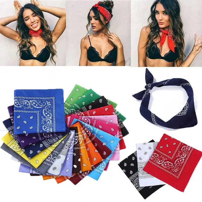 

55*55cm Fashion Bandana Square Scarf Female Bandanas Headwear Cool Girls Hair Tie Band Head Scarves 2019 Women Hair Accessories