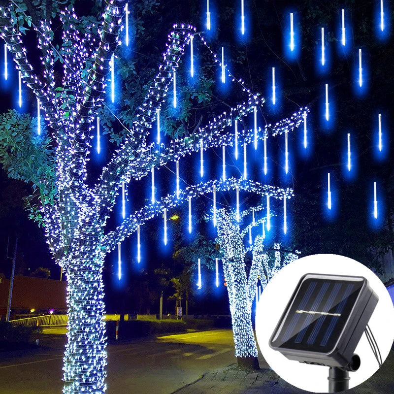 Guirnalda de luces con energía Solar para de Exteriores, guirnalda de luces impermeables con forma de meteorito para decoración de jardín y Navidad|Cadenas de iluminación| - AliExpress