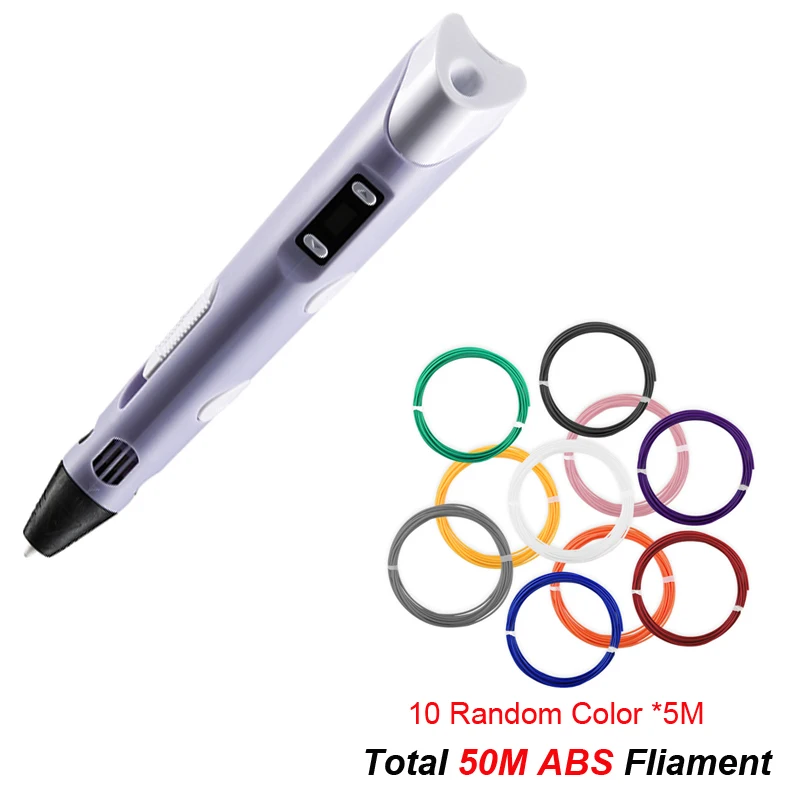 Purple pen ABS 3D Ручка DIY 3D печати ручки с ЖК-дисплей Экран 1,75 мм PLA Синтетическая нить 5V 3D, ручки для рисования для детей развивающая Серия Подарки на день рождения - Цвет: Purple pen ABS