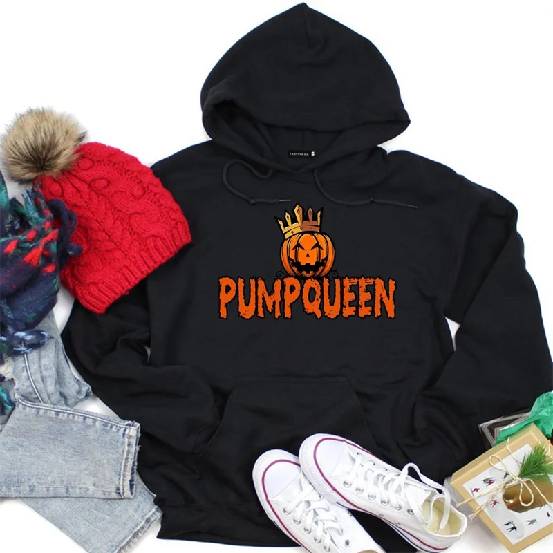 QUEEN KING толстовки для пар Hallween для женщин и мужчин Толстовка для влюбленных ужасов пары худи пуловеры в стиле кэжуал подарок
