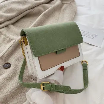 

Contrast color Leather Crossbody Bags For Women 2019 Travel Handbag Fashion Simple Shoulder Messenger Bag Ladies Cross Body Bag