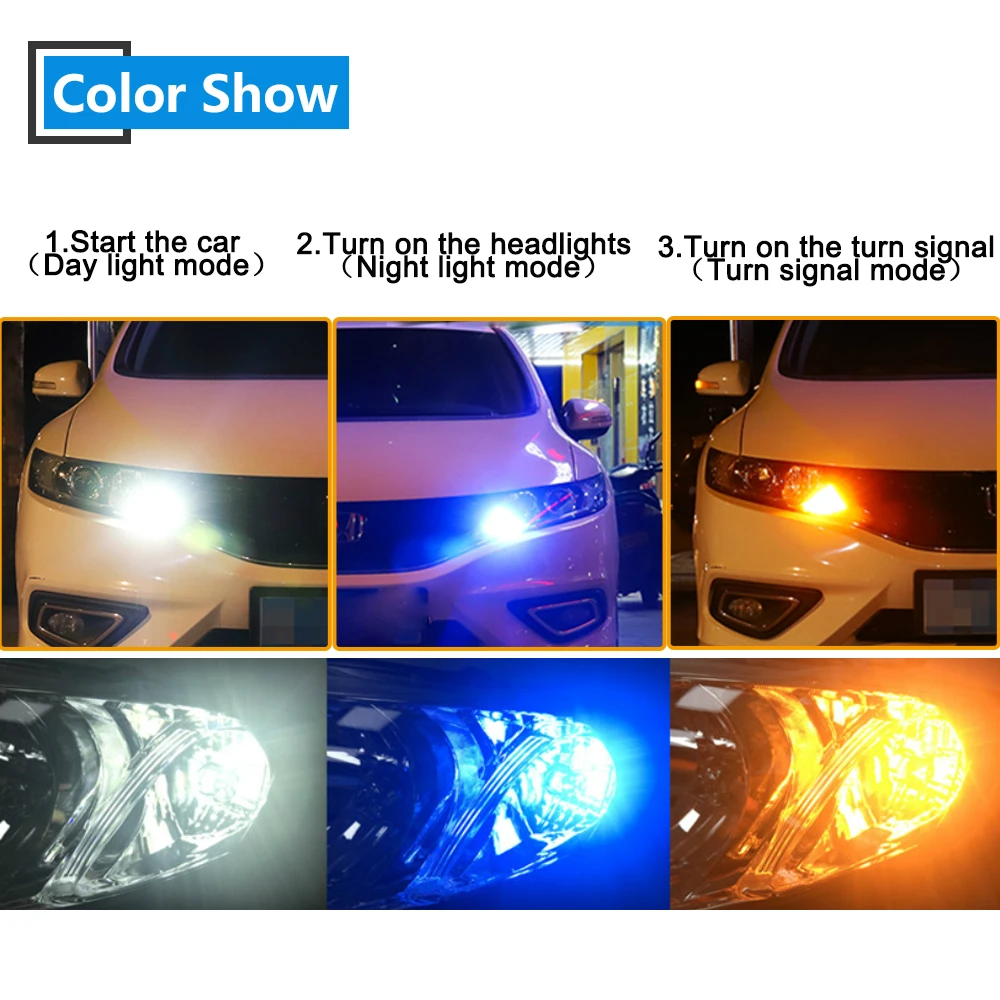 1 комплект Canbus 3 в одном 12 В 3030 81SMD комплект BA15S BAU15S 3156 7440 Светодиодная лампа автомобильный указатель поворота DRL Белый и янтарный и голубой лед без ошибок