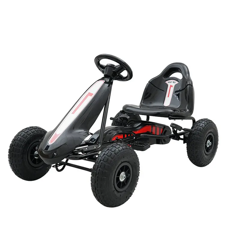 Черный 3-10ages 4-х колесных детей Go Kart с резиновыми колесами, Сталь рамка для езды на велосипеде картинг, Детские Go kart с ручным тормозом - Цвет: Черный