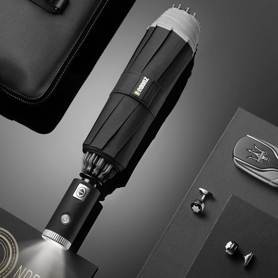 Maxairms Outdoor Tools Automatic Umbrella Men LED Windproof Reverse Folding Rain Car Umbrellas Strong | Спорт и развлечения