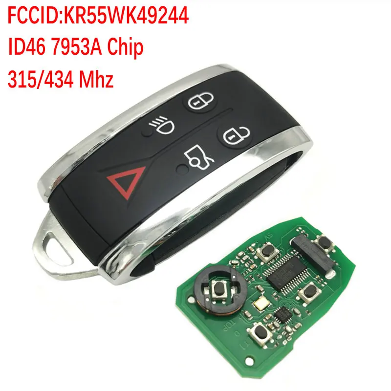 DATONG WORLD CAR REMOTE KEY FOR JAGUAR XF XFR XK XKR 2009-2013 FCCID KR55WK49244 PCF7953A 315/434 MHZ AUTO SMART KEYLESS ENTRY