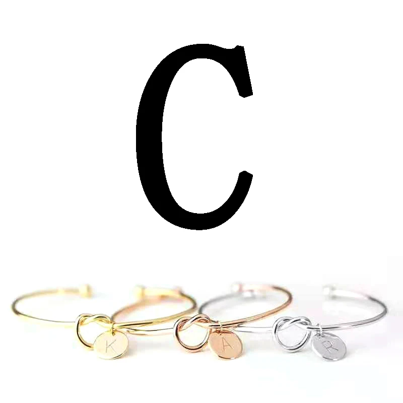 Bracelet-C Индивидуальный выбор, золото, розовое золото, серебро, 26, очаровательный браслет с буквой, браслет для женщин, мужчин, влюбленных, инициалы, пара браслетов - Окраска металла: Bracelet-C