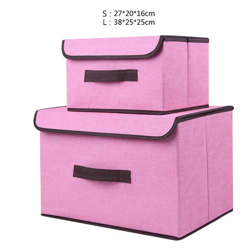 pink mianmakuan 2 шт./набор, чемодан для одежды, покрытый резервуар для хранения, нетканые отделочные коробки для нижнего белья, органайзер для игрушек, ящики для хранения косметики Cajas - Цвет: pink mianmakuan