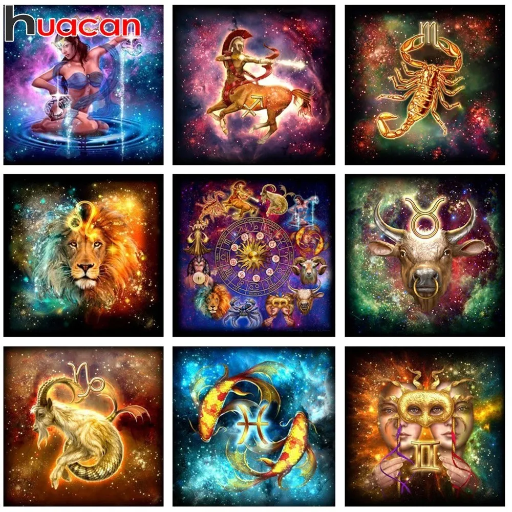 Huacan Diamond Painting Cartoon Crystal Cross Stitch Kits Embroidery Constellation Rhinestones Mosaic Painting|Алмазная мозаика| |