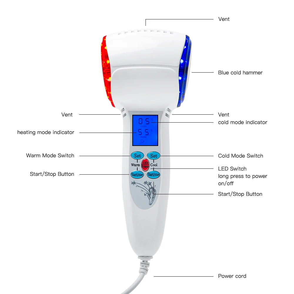 Ultrasonic Cryotherapy Hot Cold Hammer Facial Lifting Shrink Pore Massager Face Red Photon Ac Treatment Beauty Care_voghion.com