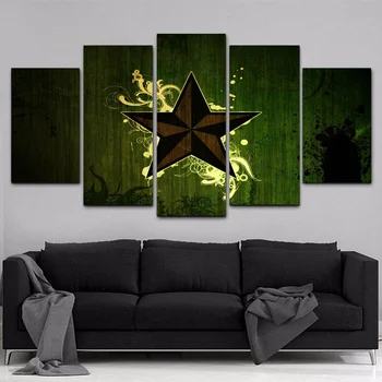 

Wall Art Canvas Painting HD Printed 5 Piece Green Pentagon Home Decor Poster Picture For Living Room Decoration