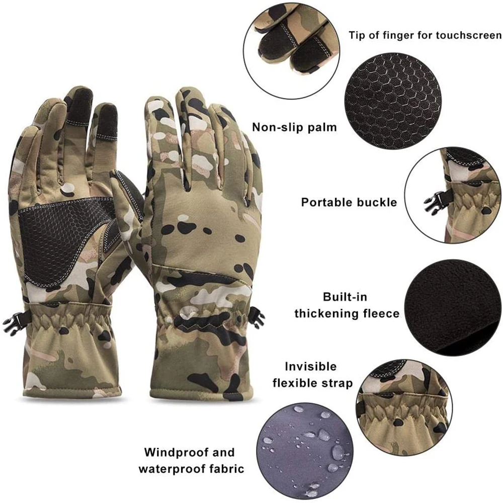 Winter camouflage hunting gloves