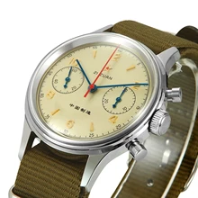 Reloj mecánico para hombre, cronógrafo de aviación, movimiento de gaviota, 40 mm, ST1901, zafiro, 38 mm, 1963, 2020