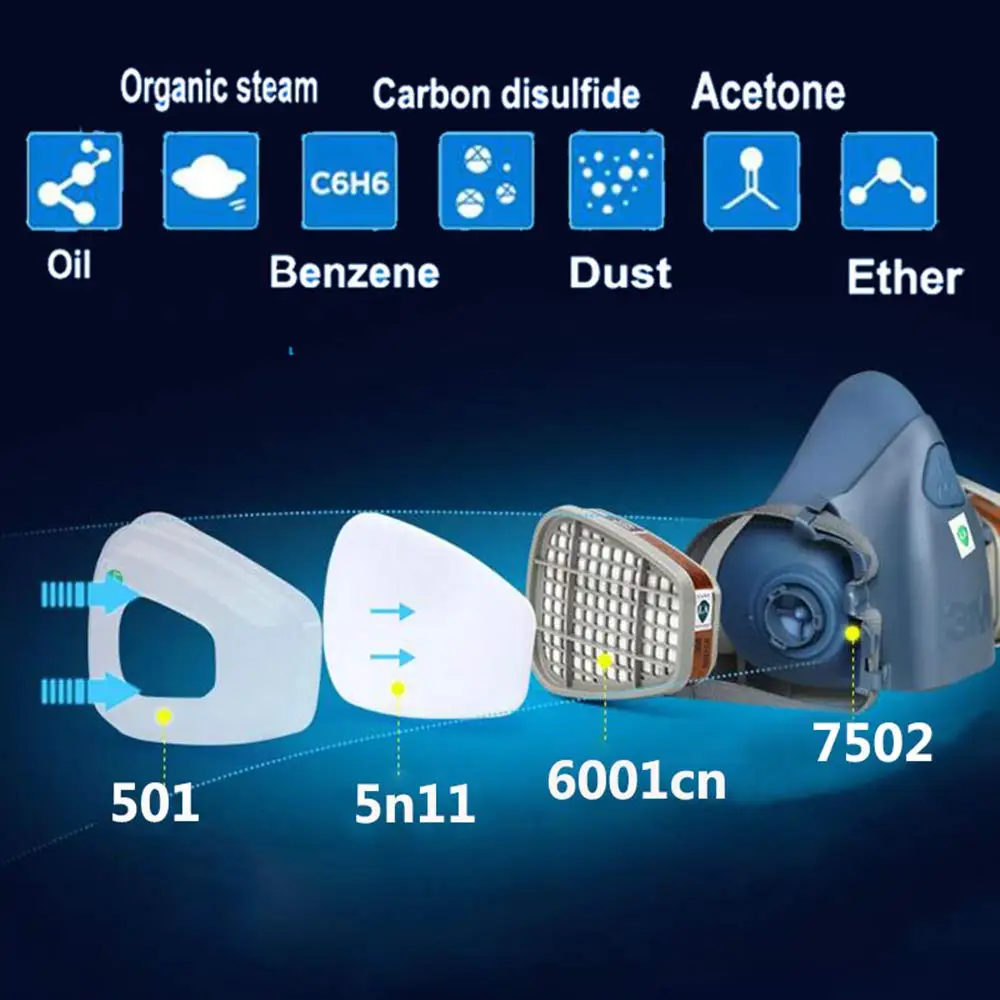 3M 720P респиратор 7502 7 в 1 маска Костюм Живопись пестицидов органический паровой респиратор
