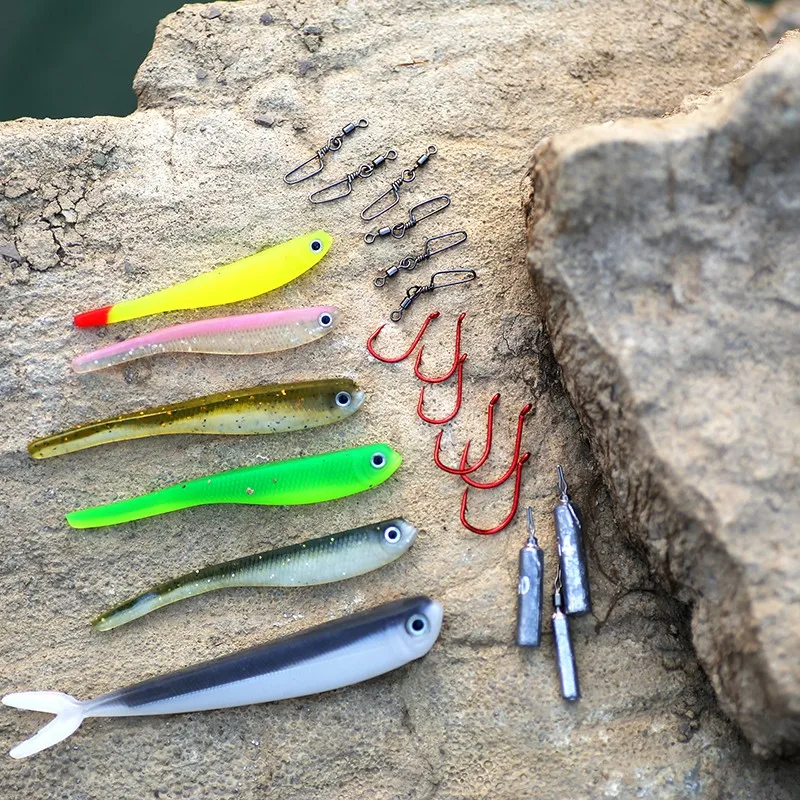 MIZUGIWA Шот 21 комплект Inc мягкий шэд Minnow приманки крючок Вес шарнирными шарнирами