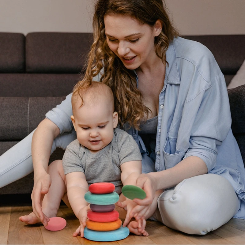 Baby Wooden Building Block BPA Free Montessori Educational Toy Rainbow Stacked Stone Balanced Stacking Toys Children Gifts