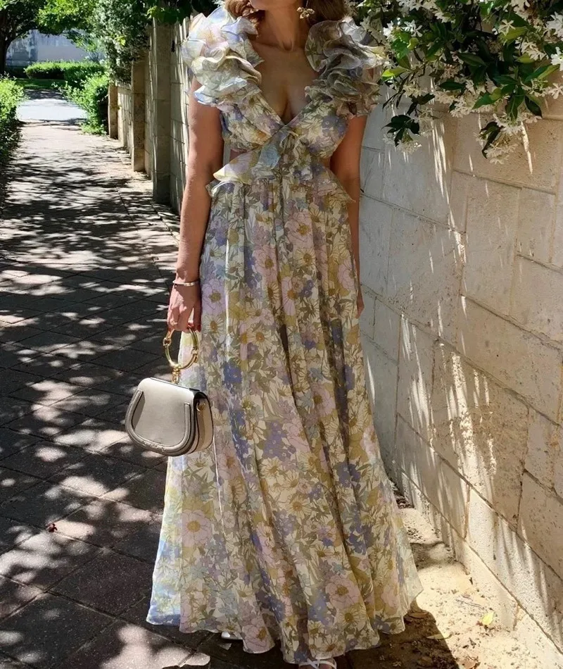 vintage floral maxi dress