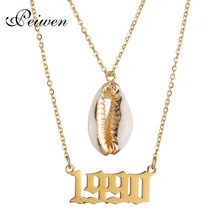 

Seashells Necklace 2 Layered Year Number Shell Pendant Birthday Year Gift 1989 1990 1991 1992 1993 1994 1995 1996 1997 1998 1999