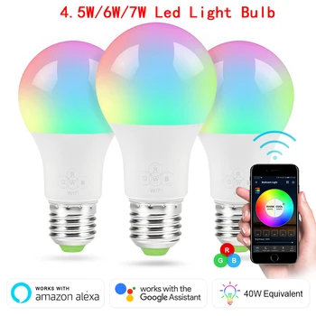 

E27 Smart RGB LED Bulb Lights 16 Color Changing Bulb Magic Led Lamp Smart Home 4.5W 6W 7W RGB Lighting Work Alexa Google Home