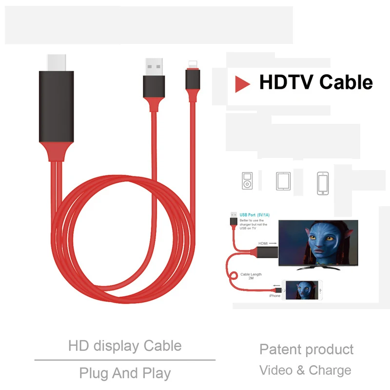 1,8 м HDMI кабель системы освещения Micro USB к HDMI конвертер кабель AV HD tv для IOS для iPhone iPad для MHL Android телефон