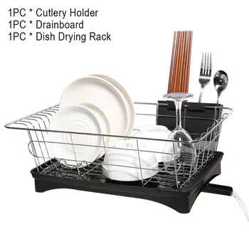 

Multipurpose Counter Stainless Steel Organizer Dish Drying Rack Practical Sink Kitchen Drainer With Swivel Spout Drainboard