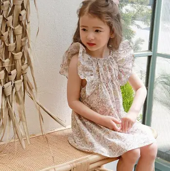 

2020 new girls printed dress summer cotton fashion girls dresses 2-7 years HV597