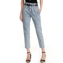 Женские джинсы, модные, эластичные, с высокой талией, размера плюс, свободные, однобортные, для мам, для женщин, деним, прямые брюки, 6xl 7xl 8xl