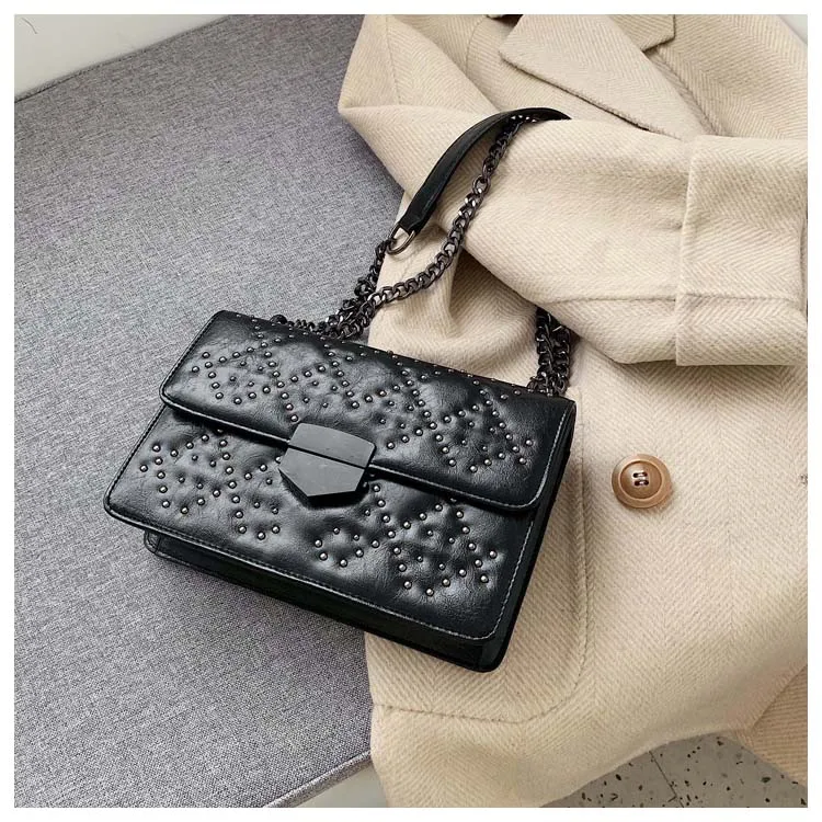 MoneRffi маленькая сумка через плечо с заклепками на цепочке для женщин сумка через плечо женские роскошные сумки Bolsos Mujer