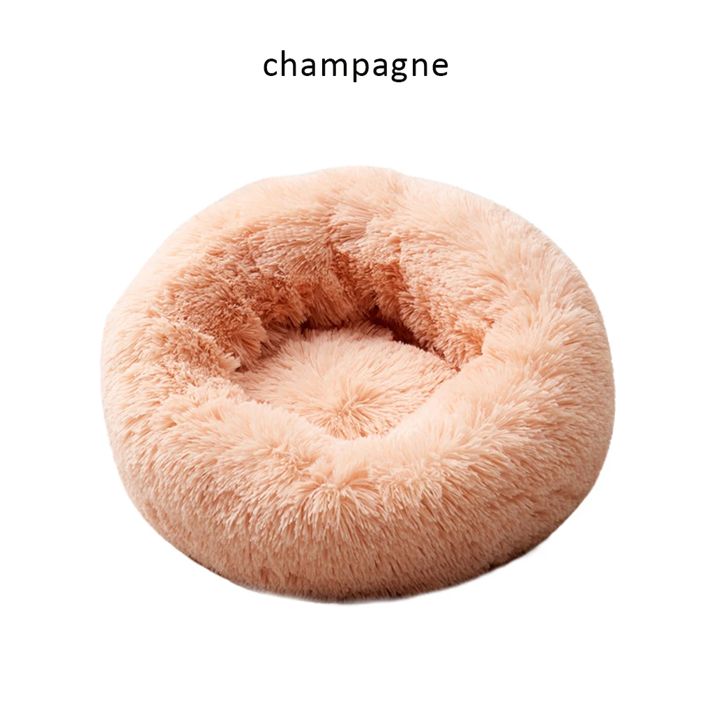 champagne Супер мягкий длинный Плюшевый игровой комплекс для кошек кровать сезон осень-зима; теплые сапоги круглый спальный Лежанка-Домик маленьких собак и кошек щенок подушка для домашних животных продукции 40/50/60 см - Цвет: champagne