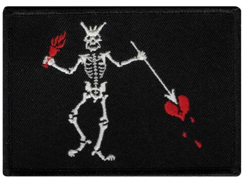 

Hot! BLACKBEARD PIRATE FLAG iron-on PATCH JOLLY ROGER Skull Swords EMBROIDERED SKULL (≈ 7.4-5.3 cm)