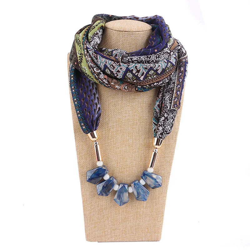 

Pentagonal natural stone resin pendants round neck neck accessories necklace national snow spinning scarves pendant scarf