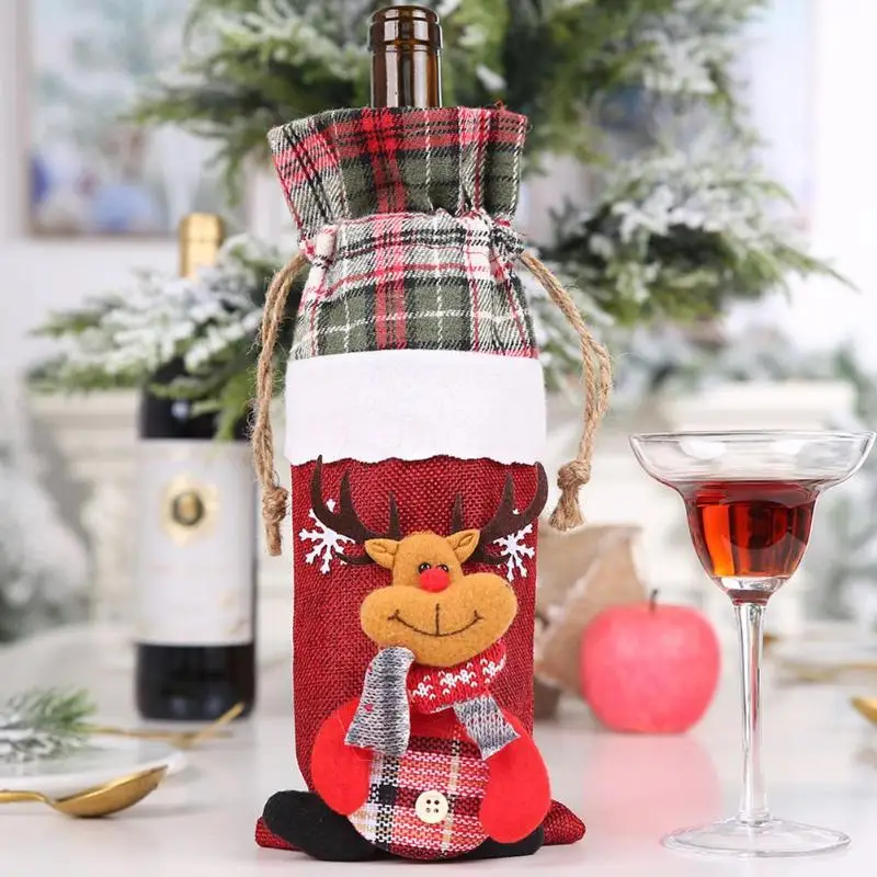 Рождественская мультяшная крышка бутылки вина красное Вино Шампанское бутылки мешок Декор