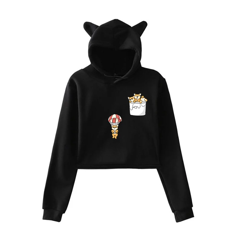 Kawaii Hoodie 11 Забавный принт собаки Harajuku весенне-осенняя Толстовка женские толстовки женские свитшоты для девочек Прямая поставка укороченная повседневная одежда - Цвет: Kawaii Hoodie 11