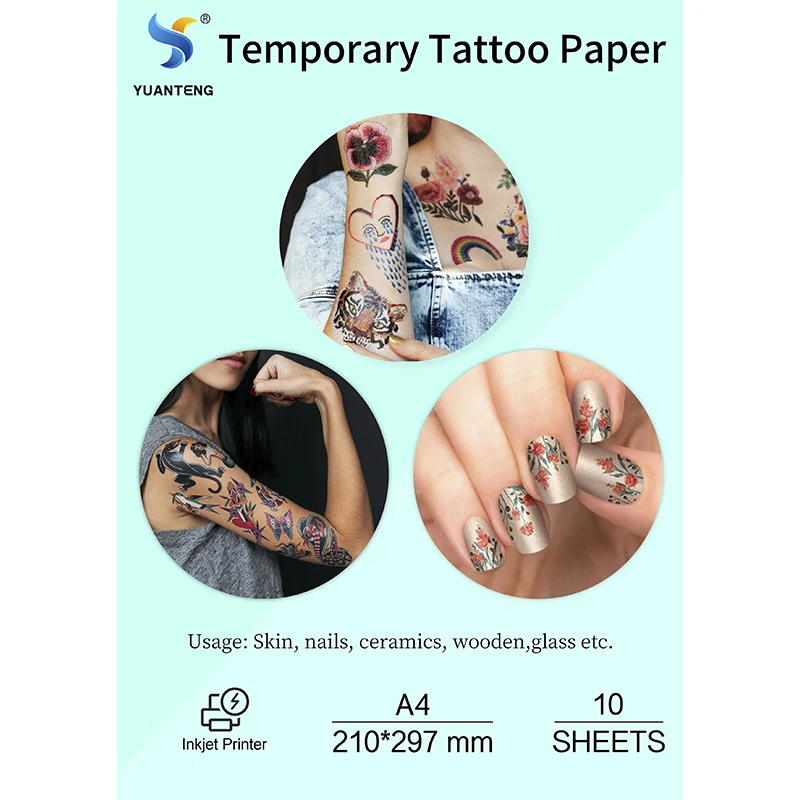 A4 Temporary Tattoo Transfer Paper Inkjet Printable Personalized Image Transfer Sheet for Adult