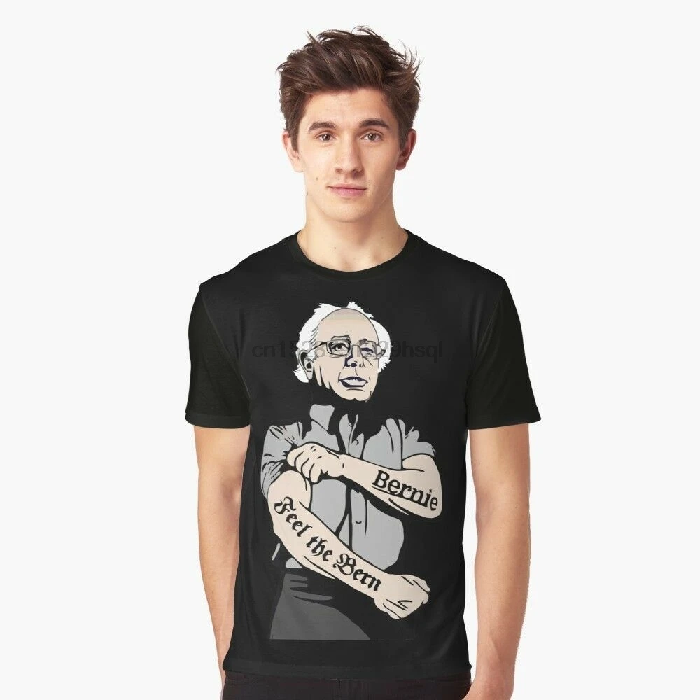 Забавная черная футболка Bernie Sanders Feel The Bern Tattoo новинка 2019 брендовые продажи