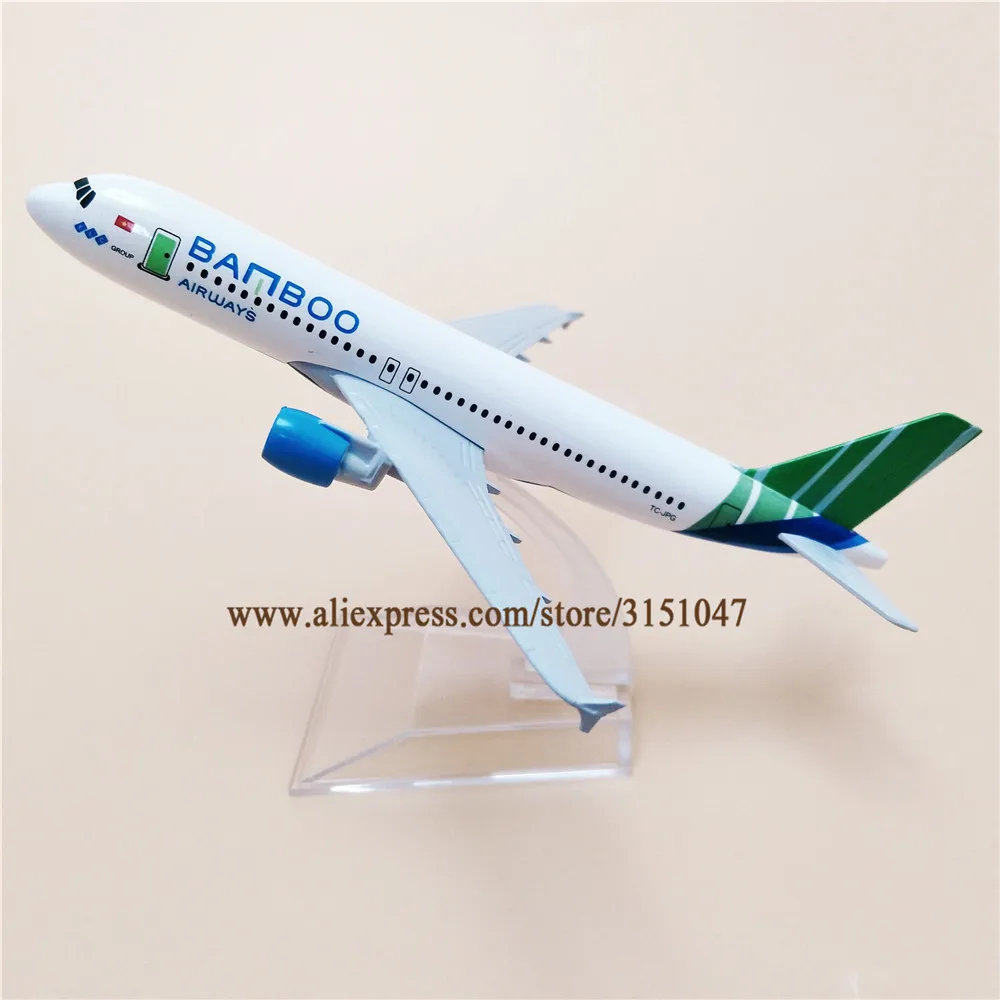 

16cm Alloy Metal Air Vietnam Bamboo Airways Airlines Airbus 320 A320 Airlines Airplane Model Plane Model Stand Aircraft Gifts