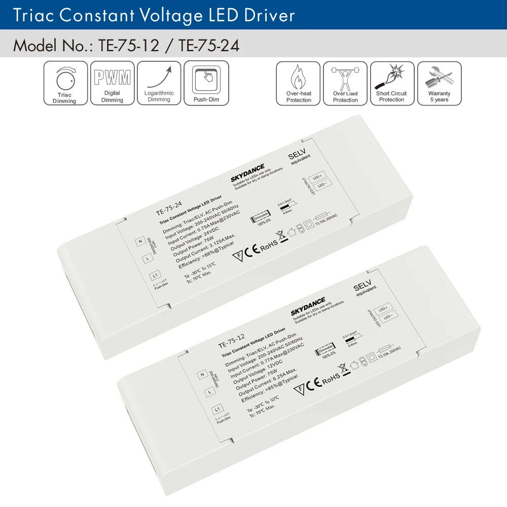 Светодиодный затемняя драйвер 75W AC 230V 220V DC/DC 12V 24V постоянный Напряжение ШИМ